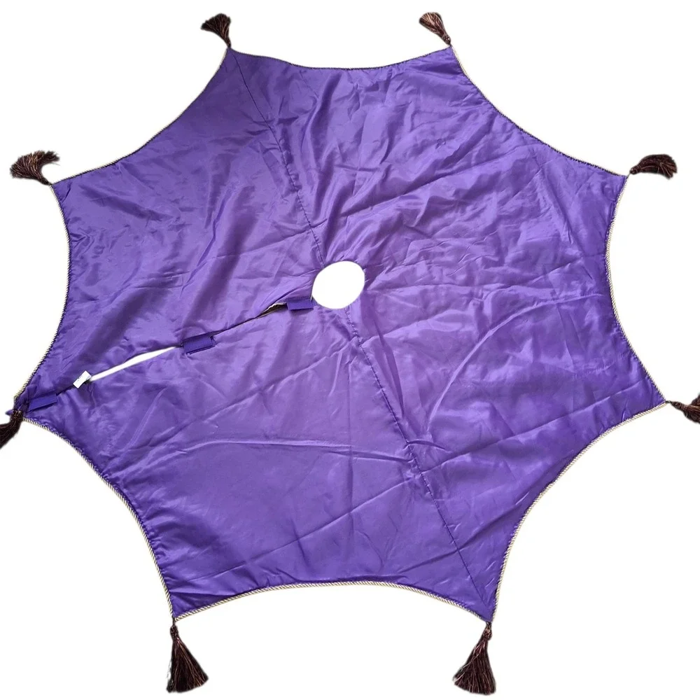 3pc Victorian Style Christmas Set Purple Velvet Tree Skirt &‎ 2 Stockings Tassel
